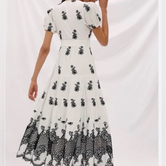 Anthropologie Not So Serious Pallavi Mohan Embroidered Wrap Midi Dress M NWT - Picture 2 of 9